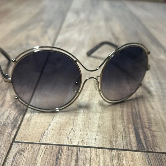 Chloe round Italian made designer sunglasses. Amazon.com: Chloé Round/Oval Sunglasses Gold Gold Orange  main image 3